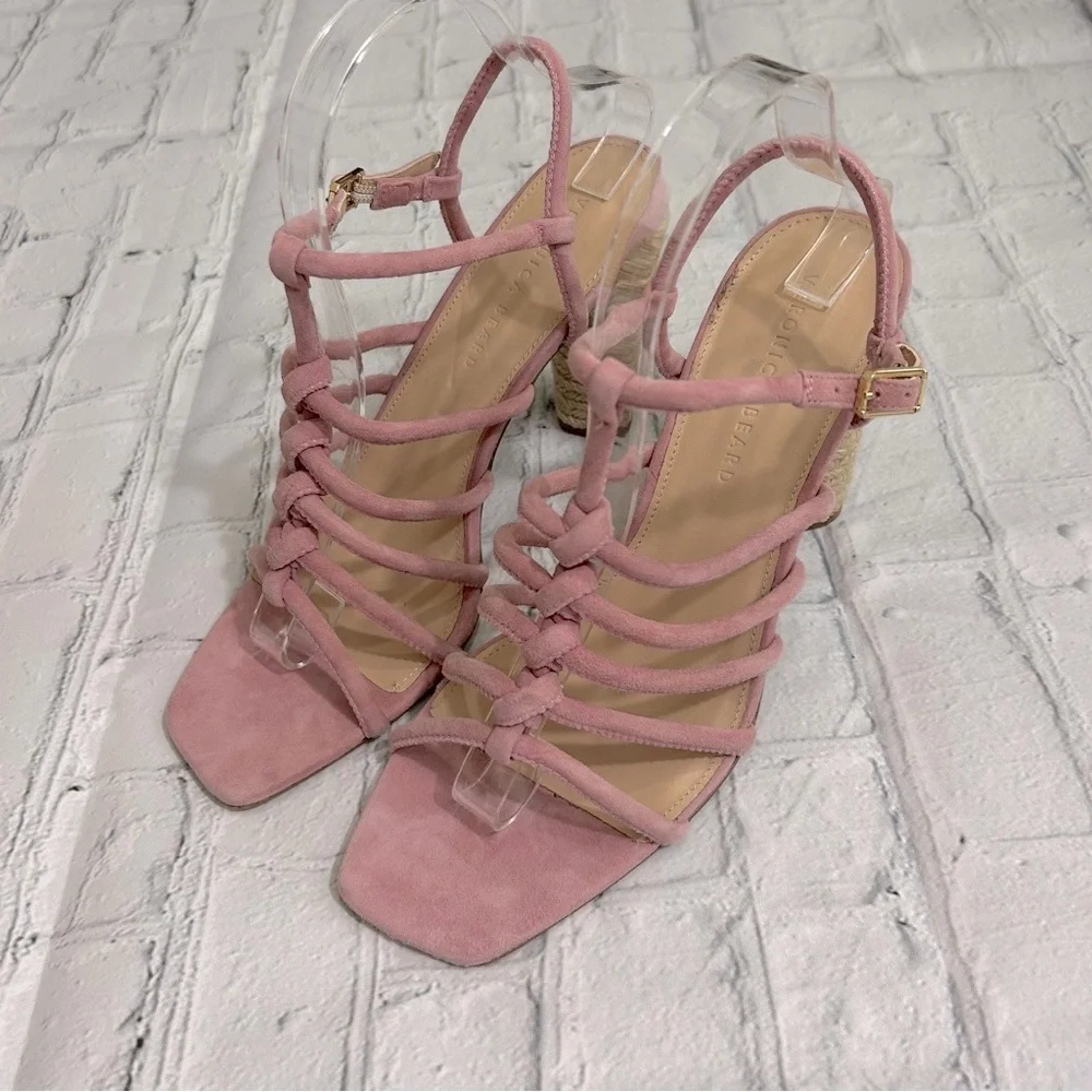 Veronica Beard Dusty Pink Suede Jute Heel Shoes